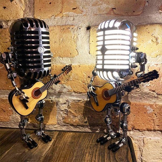 Retro Metal Microphone Robot Desk Lamp