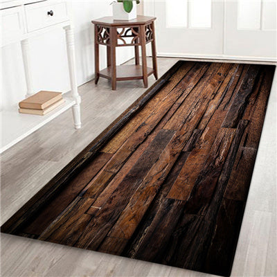 Plank Geometric Floor Mats Flannel Thick Carpet