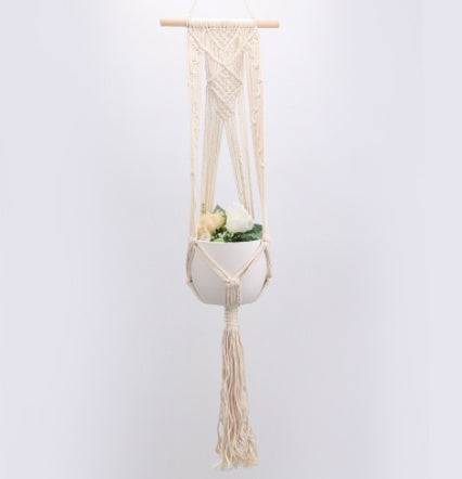 4 Pack - Macrame Plant Hangers & Shelf