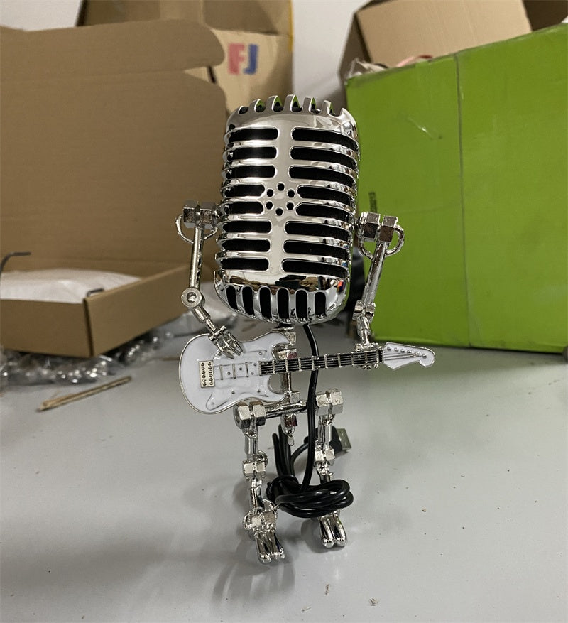 Retro Metal Microphone Robot Desk Lamp