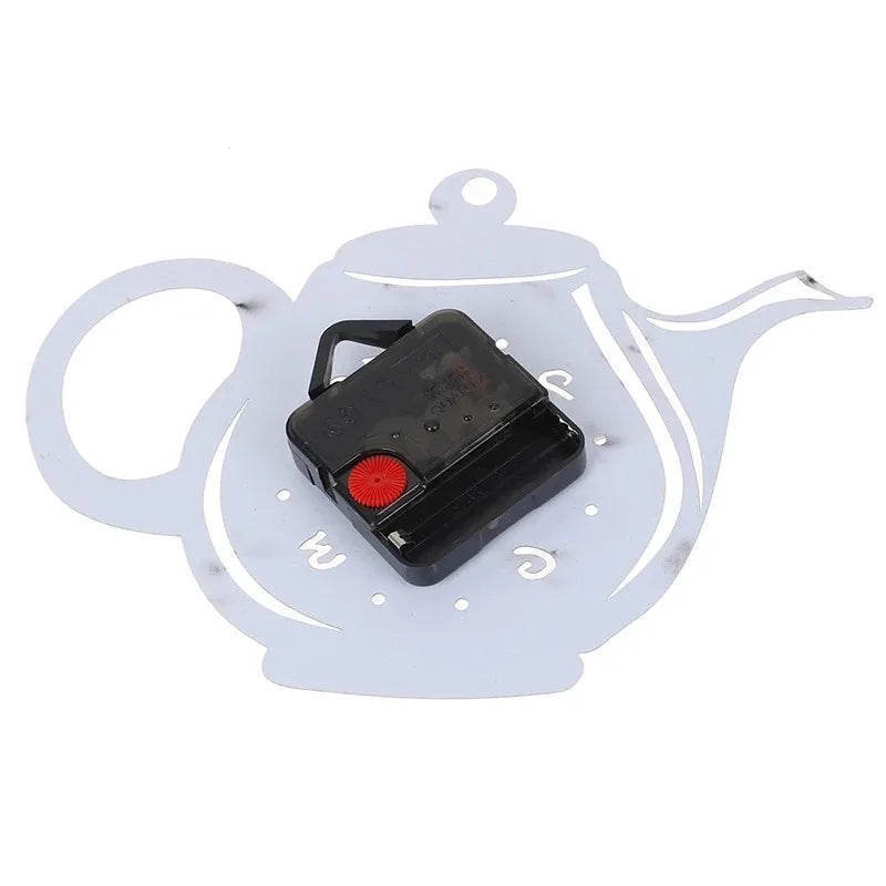 3D DIY Teapot Shape Wall Clock Acrylic Mirror