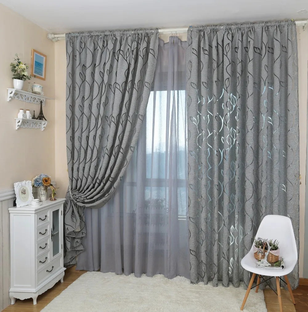 Leaf Tulle Curtain Drape