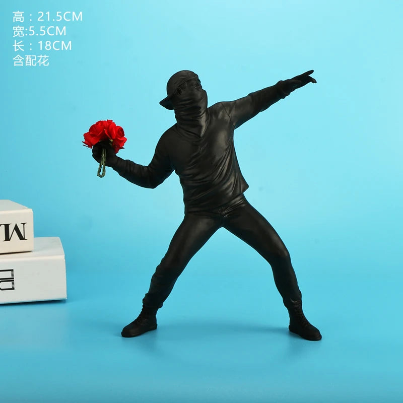 Banksy Flower Thrower Statue - Resin