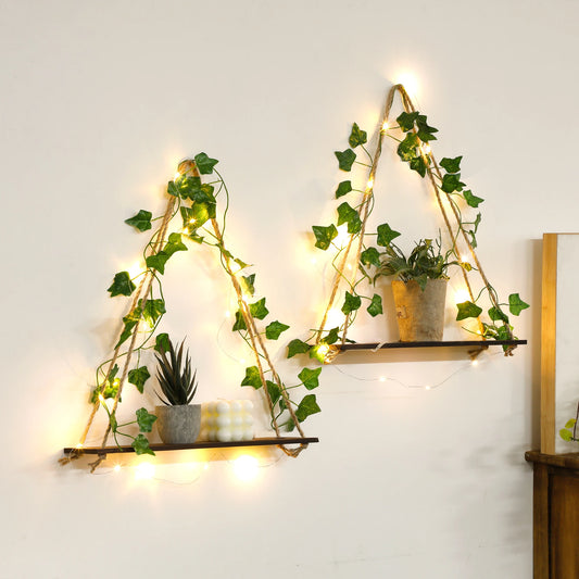 Wood Shelf with Leaf Decoration - LED