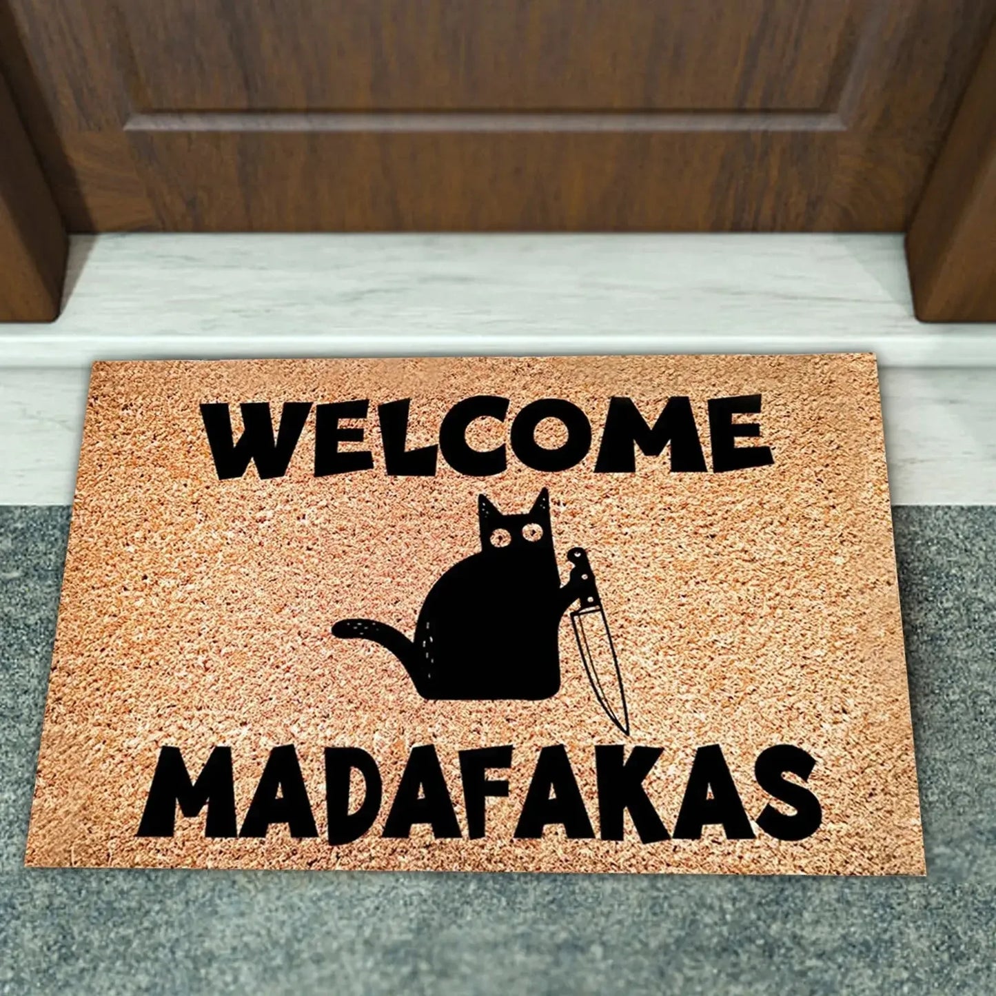 Cat Welcome Madafakas Funny Print Doormat