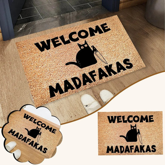 Cat Welcome Madafakas Funny Print Doormat