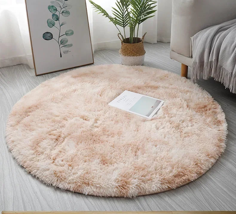 Super Soft Plush Round Rug Mat Fluffy White Carpets