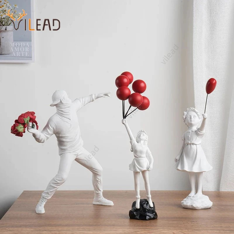 Banksy Flower Thrower & Balloon Girl Statue - Vilead