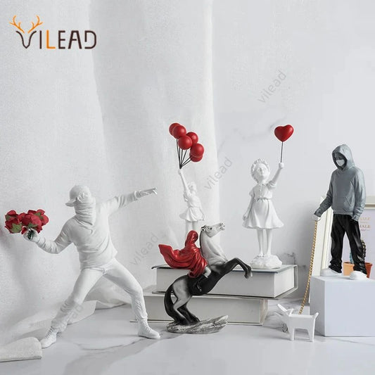 Banksy Flower Thrower & Balloon Girl Statue - Vilead