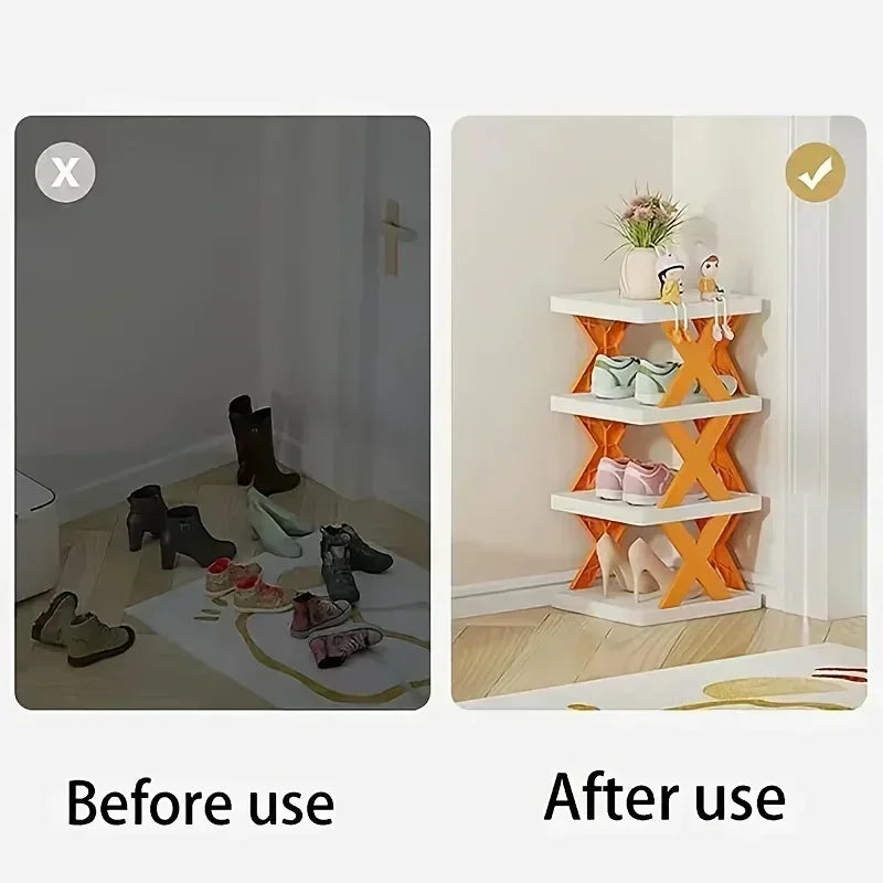 Foldable Plastic Shoe Rack - Multi-Layer