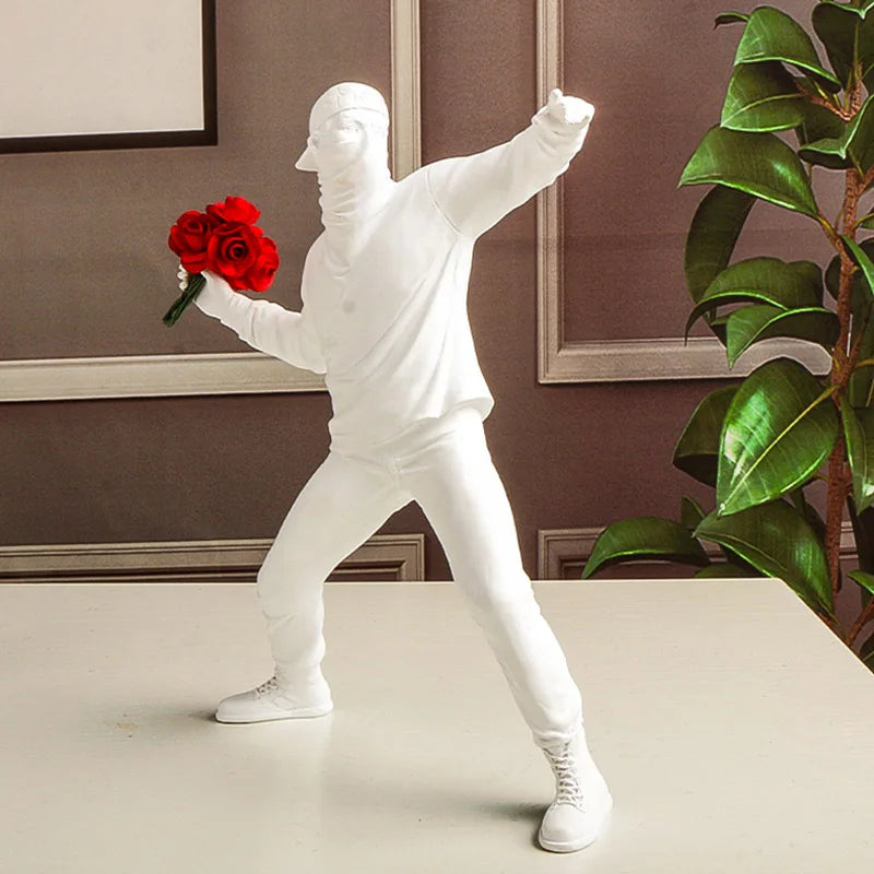 Banksy Flower Thrower Statue - Resin