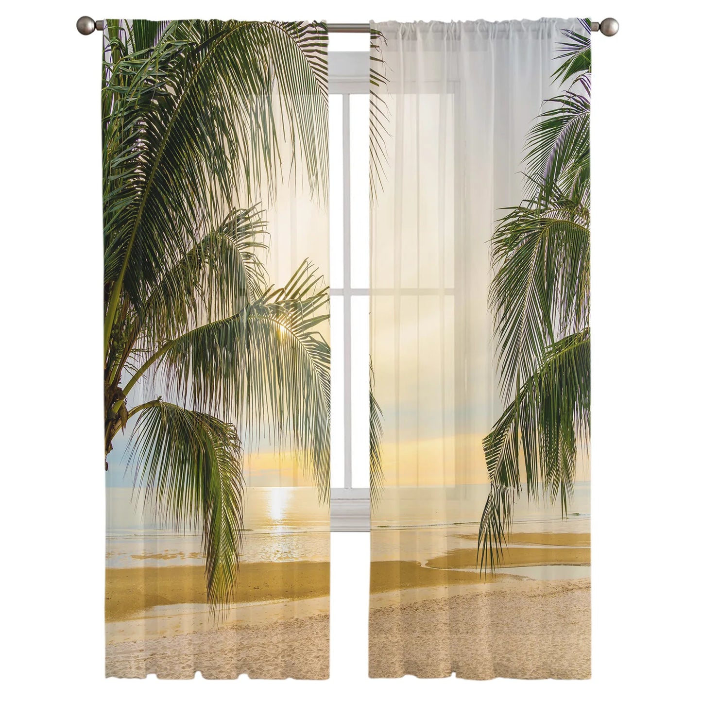 Curtains Summer Beach Palm Trees