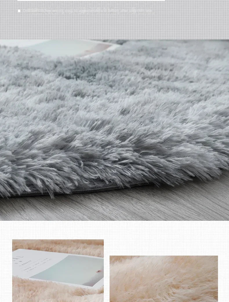 Super Soft Plush Round Rug Mat Fluffy White Carpets