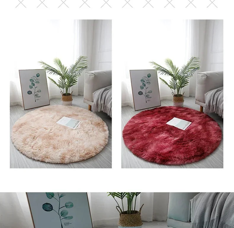 Super Soft Plush Round Rug Mat Fluffy White Carpets