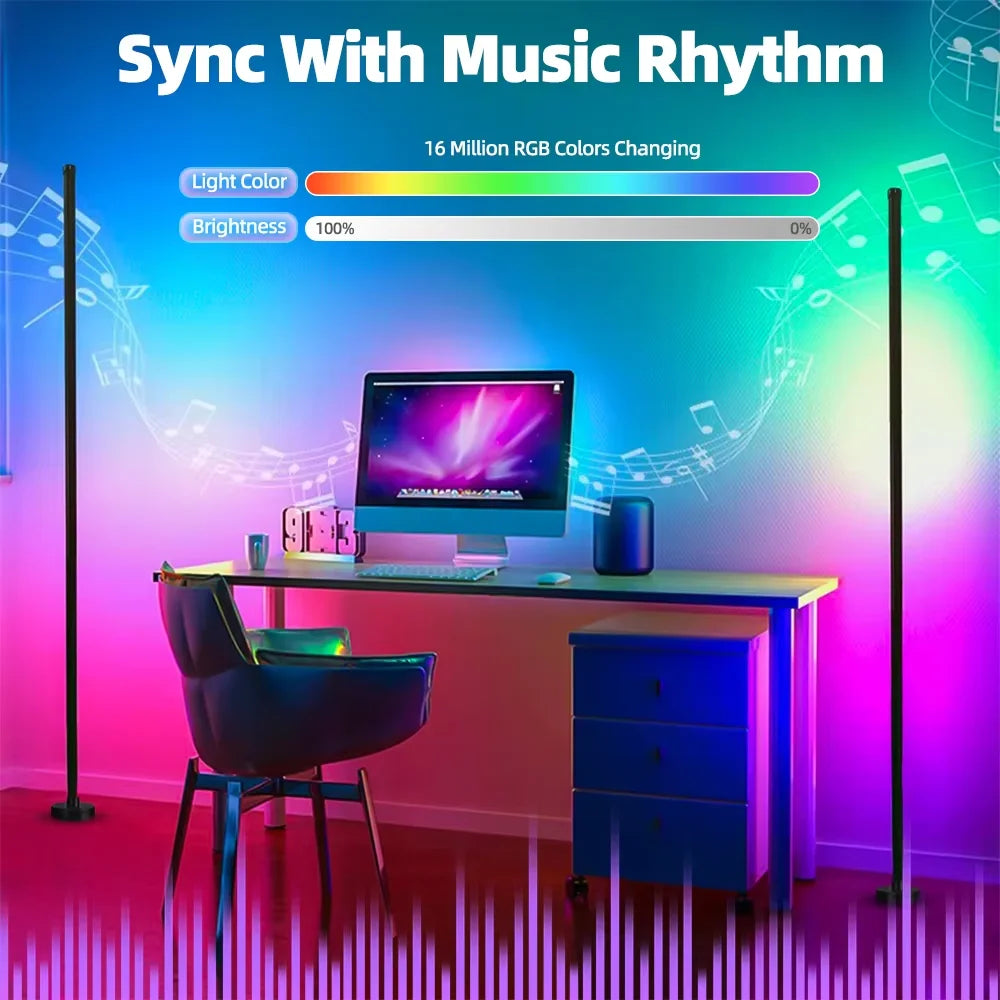 RGB LED Floor Lamp Remote APP Control Music Sync