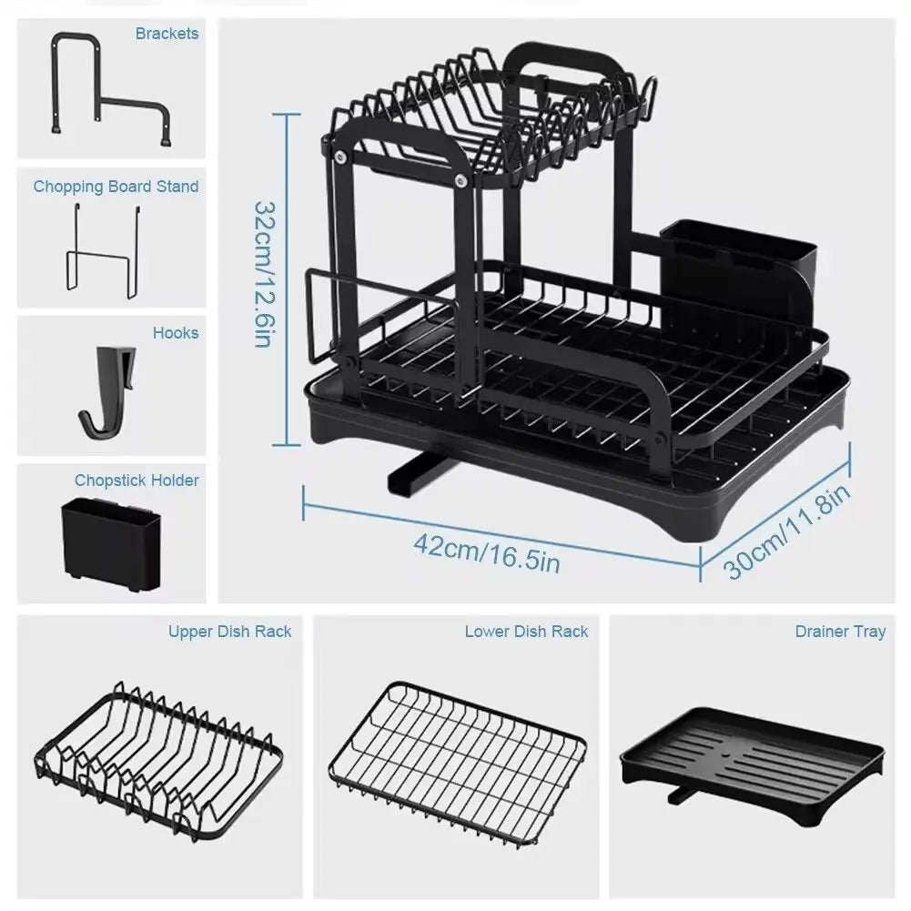 2-Tier Dish Drying Rack - Kitchen Organizer