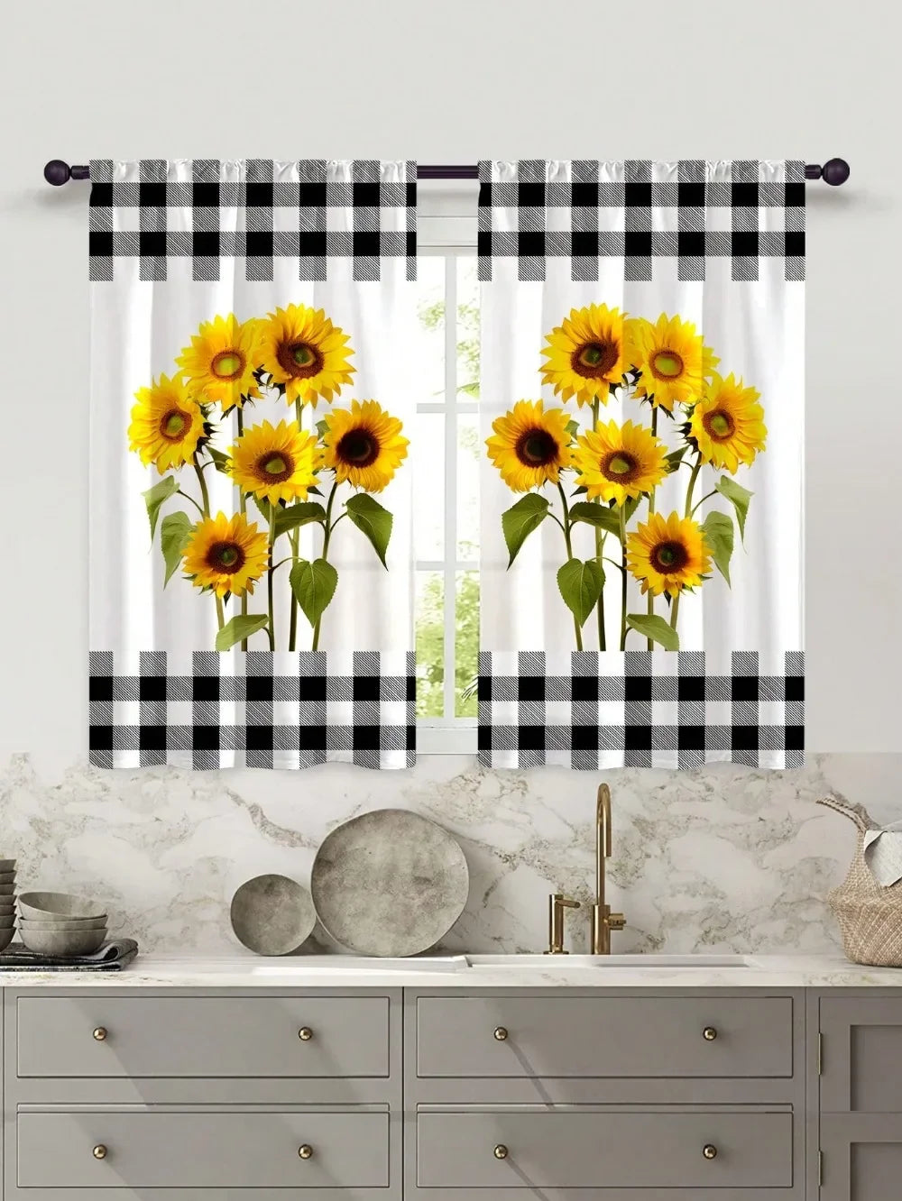 Sunflower Decorative Kitchen Curtains