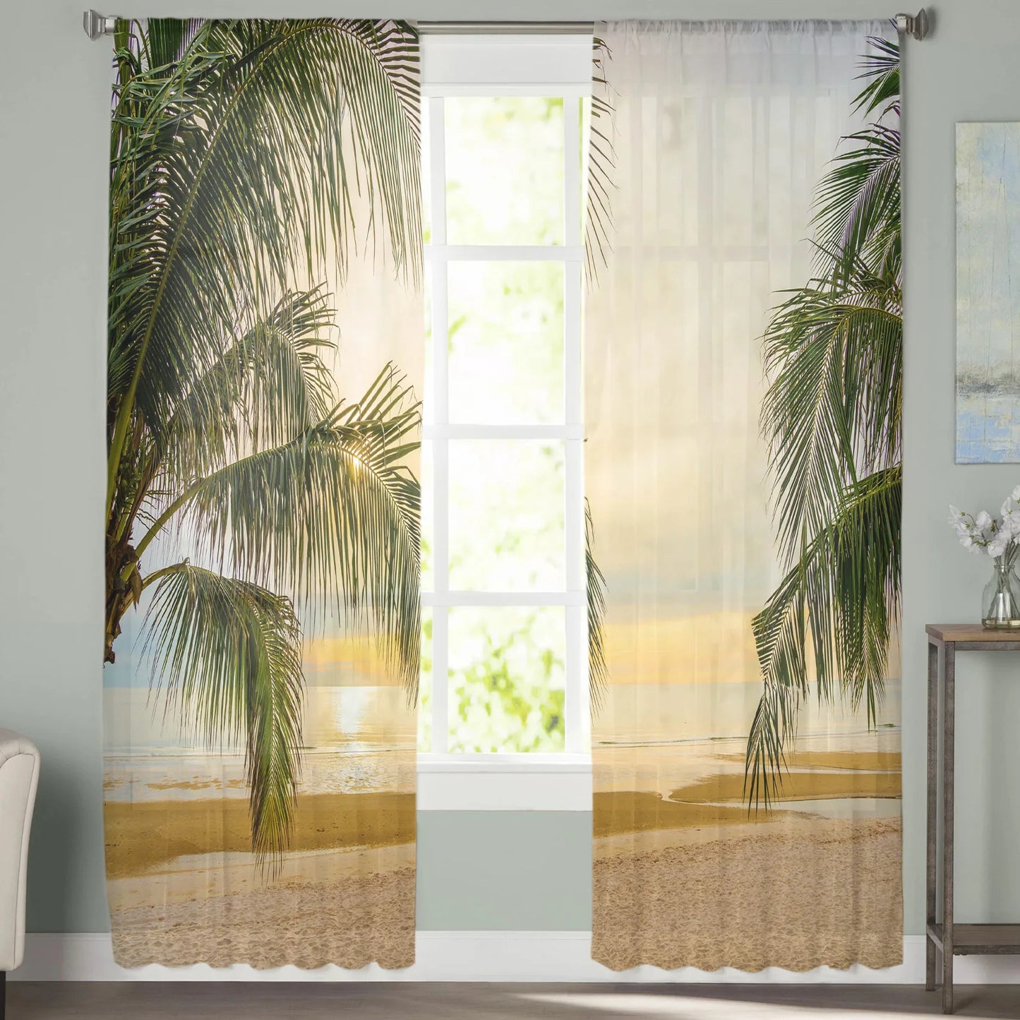 Curtains Summer Beach Palm Trees