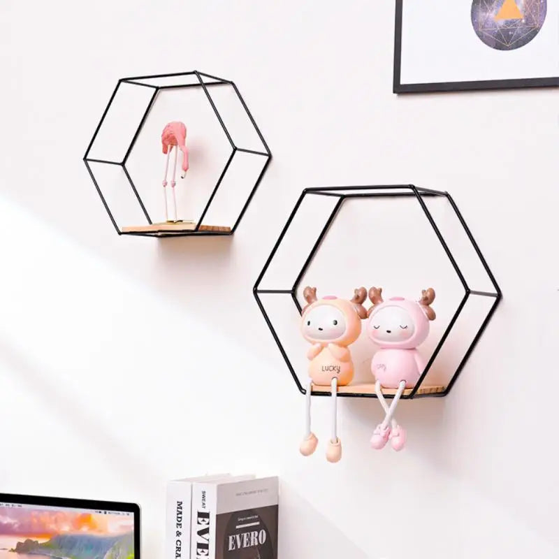 Wall Mounted Hexagon Shelf - Floating Display Rack