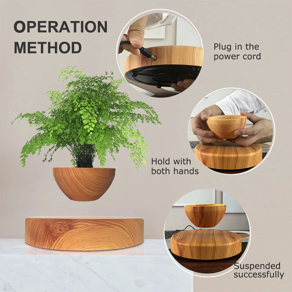 Magnetic Magical floating bonsai pot , floating in the air ,rotating 360 degrees automatically