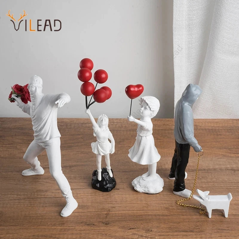 Banksy Flower Thrower & Balloon Girl Statue - Vilead