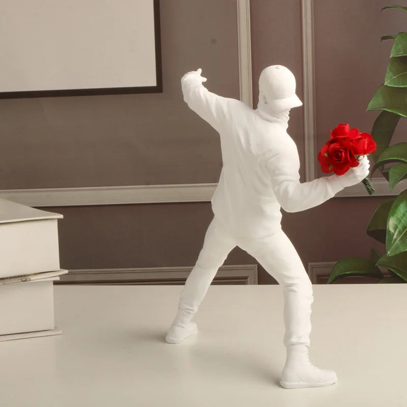 Banksy Flower Thrower Statue - Resin