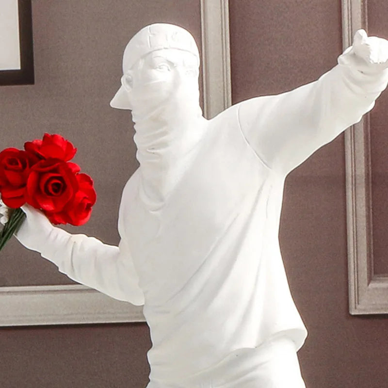 Banksy Flower Thrower Statue - Resin