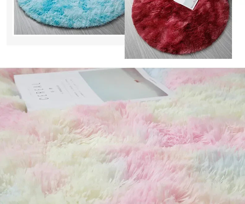 Super Soft Plush Round Rug Mat Fluffy White Carpets