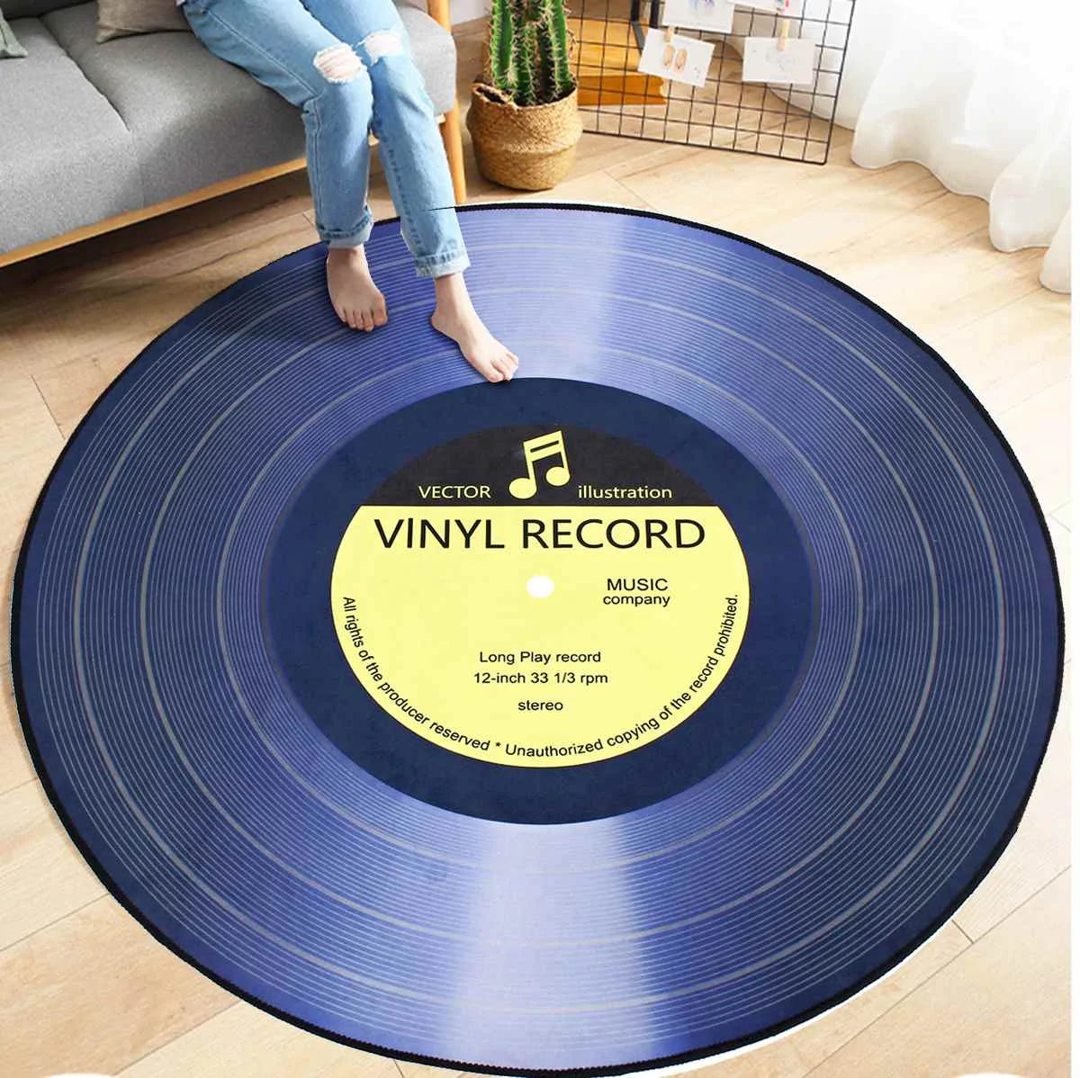 Vinyl Record Printed Round Carpet Rugs