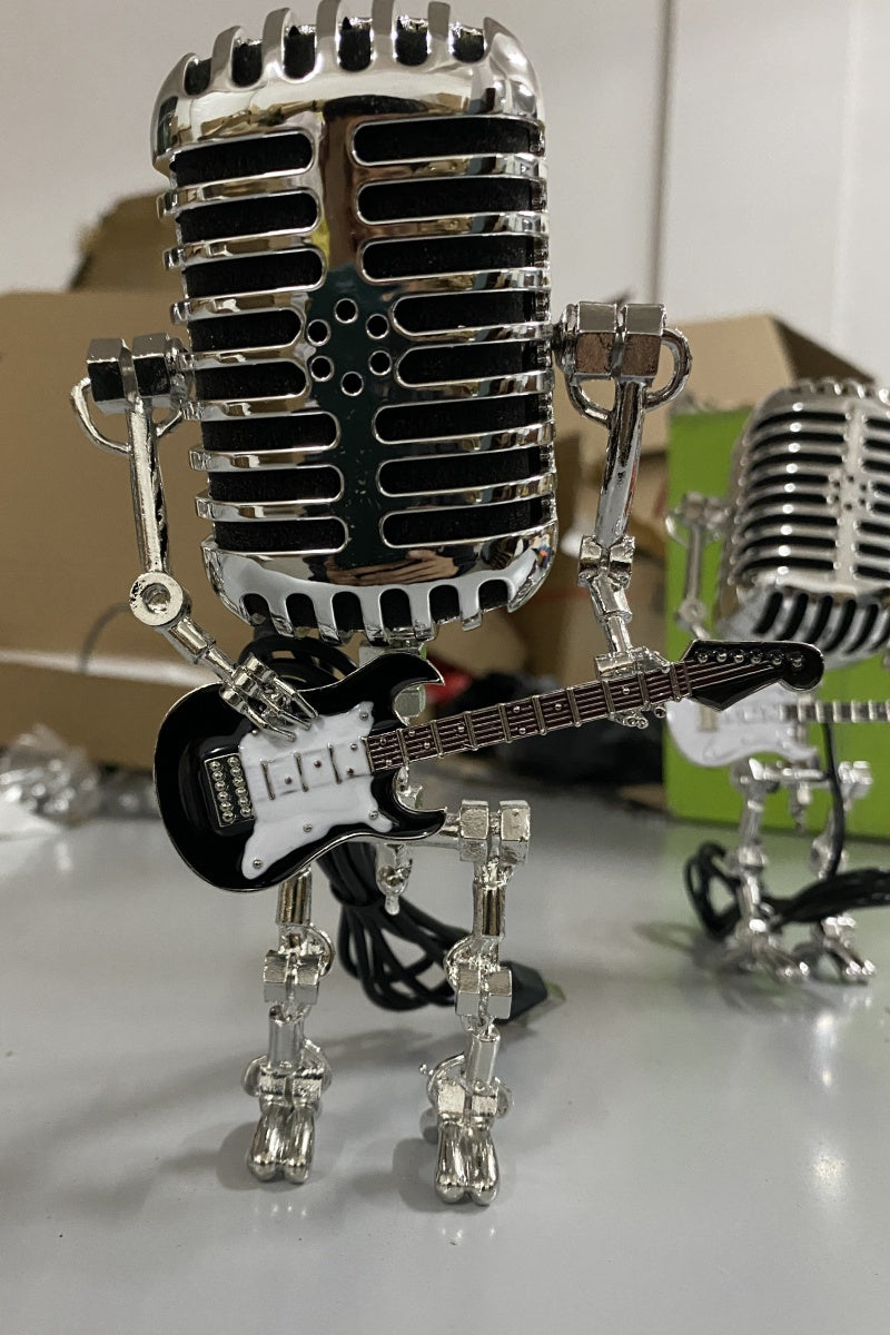 Retro Metal Microphone Robot Desk Lamp