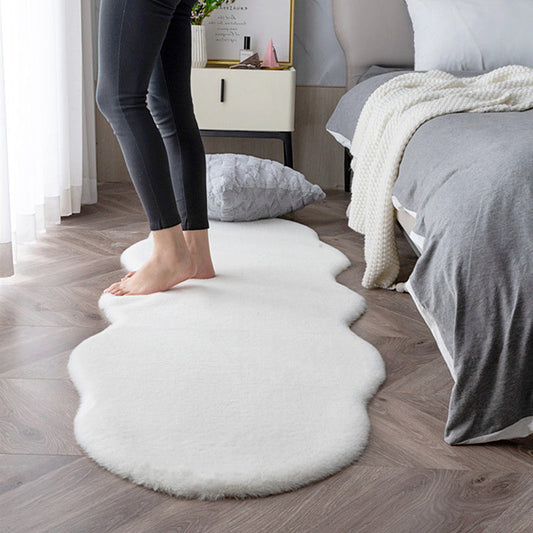 Home Fashion Simple Solid Color Faux Rabbit Fur Bedroom Bedside Carpet